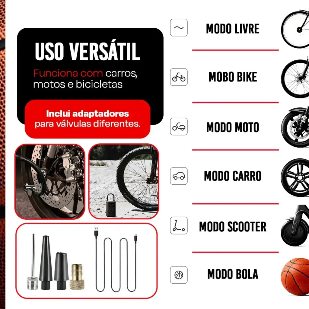mini compressor digital portátil calibrando pneu de carro
